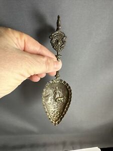 Antique Etched Silver Caddy Spoon