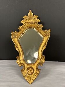 Vtg Italian Florentine Mirror Gold Gilt Frame Hollywood Regency Mcm 13 X 7 5 