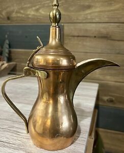 Antique Vintage Brass Middle Eastern Dallah Coffee Tea Pot Turkish Arabic