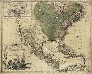 1750s L Amerique Septentrionale New World Map 20x24