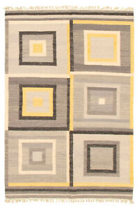 Vintage Hand Woven Carpet 4 6 X 6 7 Traditional Wool Kilim Rug
