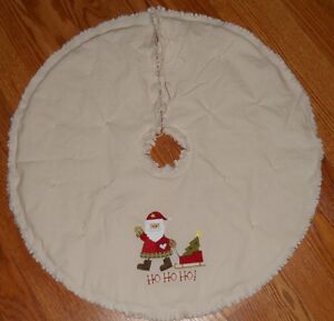 Ho Ho Ho Santa Embroidered Tree Skirt 24 Christmas Country Prim Winter