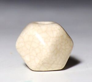 Japan Antique Round Cut White Ojime Bead Inro Netsuke Sagemono Rare Edo