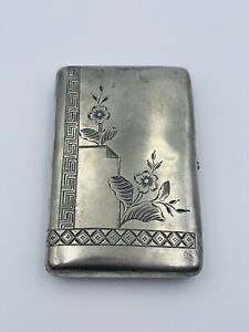Russian Antique 84 Sterling Silver Flower Design Cigarette Case