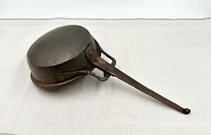 Antique Hand Forged Primitive Fry Pan Cast Iron Handle Copper Coated 16 