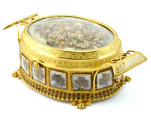 C1820 Antique 19thc French Palais Royal Gilt Bronze Ormolu Casket Jewellery Box