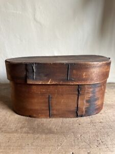 Best Antique Handmade Wooden Oval Pantry Storage Box Patina