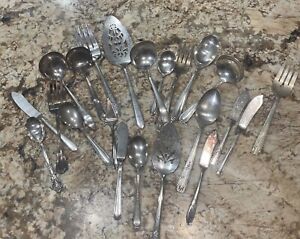Lot Of 22 Assorted Vintage Silverplate Serving Pieces
