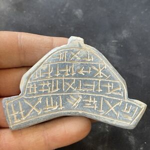 Unique Ancient Near Eastern Old Stone Amulet Pendant With Early Form Of Writting