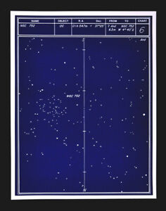Astronomy Deep Sky Star Chart No 6 Constellation Andromeda Open Cluster Map