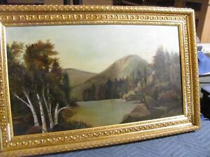 White Mountains New Hampshire Antique Oil Painting C 1915