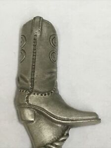 Vintage Souvenir Spoon Us Collectible Pewter Dallas Texas Cowboy Boot