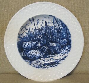 1870 Antique Brown Westhead Moore Co Pastoral Flow Blue Plate W Sheep