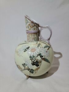 Antique Handpainted Matte Porcelain Ewer German English 1880 1910 Porcelain Vase