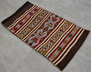 Turkish Hand Woven Sack Rug 27 X 48 Antique Handmade Sumac Kilim Rug