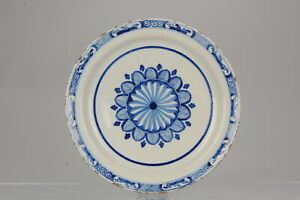 Antique 17 18th C Dutch Delft Plate Charger Delftware Delft Blue
