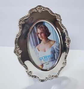 Vintage Gorham Silver Picture Photo Frame Ornate Oval Holds 3 25 X 4 5 As Is