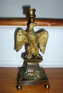 Antique 19th C English Regency Gilt Bronze Ormolu Eagle Candlestick 1820 Empire