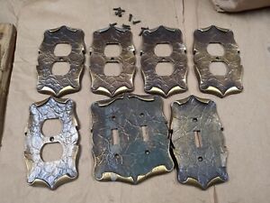 Lot 7 Amerock Carriage House 2 Switch Plate 5 Outlet Covers Brass Metal Electr