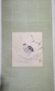 Hanging Scroll Tanaka Scarecrow Quail Illustration Quail Flower And Bird Pain