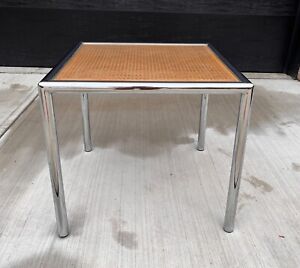 Sale Vintage Milo Baughman For Design Institute Stainless Tubular Cane Table