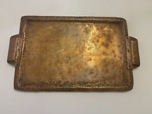 Antique Arts And Crafts Mission Hammered Copper Rectangle Serving Tray