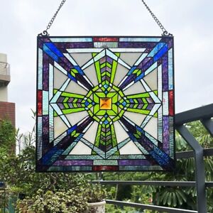 18 X 18 Piercing Mission Style Stained Glass Window Suncatcher Panel