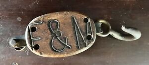 Fine Antique Nautical Block Tackle Pulley Signed Initialed Circa 1900