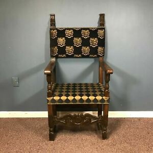 Antique Spanish Masonic Style Throne Chair