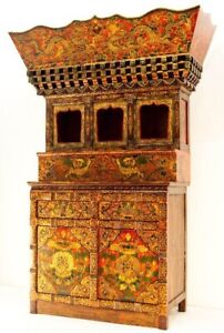 Antique Tibetan Buddhist Shrine Cabinet