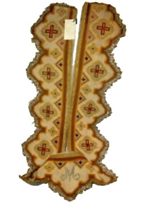 Antique 18th C France Religious Altar Border Needlepoint Metallic Lace