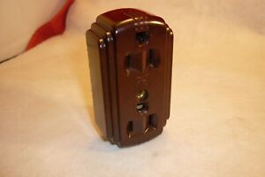 Nos Eagle Art Deco Bakelite 3 Prong Outlet Adapter Ground 15a Receptacle Usa