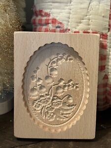 Springerle Cookie Mold Carved Wood Lilly Of The Valley Flowers In Oval Egg