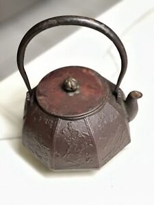 Japanese Antique Tetsubin Cast Iron Teapot Signed