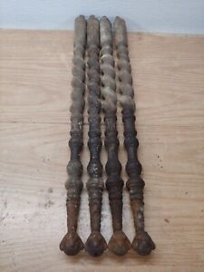 Set Of 4 Vintage 28 75 Oak Ornate Parlor Legs W Claw Glass Ball Feet Parts