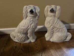 Vintage Pair Of Staffordshire Spaniel Seated Dogs