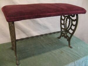 Antique Gothic Victorian Cast Iron Piano Bench Vanity Bench Fireside Stool 1800s
