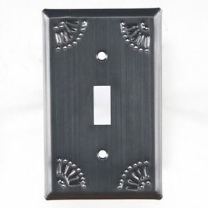 Single Switch Outlet Cover With Chisel In Country Tin Pack 6