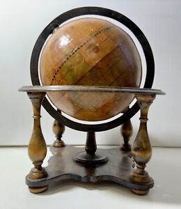Vintage Old World Wooden Globe Wood Cradle