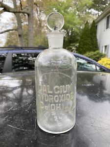 Antique Embossed Calcium Hydroxide Apothecary Glass Compound Bottle Wheaton