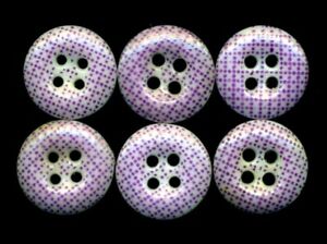 Set Of 6 Purple Antique China Calico Buttons