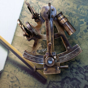 Vintage Maritime Navigational Ship Instrument Brass Sextant Antique Compass Gift