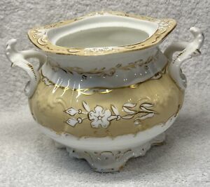Decorative Rococo Sugar Bowl English Painted With Gilt Sucrier No Lid Vase