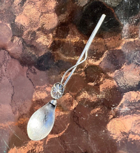 Antique Sterling Silver Gorham Aesthetic Leaf Salt Spoon 3 3 8 