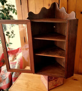 Antique Hanging Corner Cupboard Berks County Pa Primitive Farmhouse Pie Safe