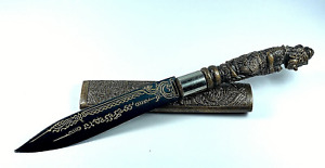 Blessed Carved Lek Namphi Tao Wessuwan Meed Mor Knife Sword Dagger Thai Amulet