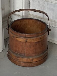 Vintage Antique Primitive Large Wood Wooden Shaker Firkin Sugar Bucket 16a 