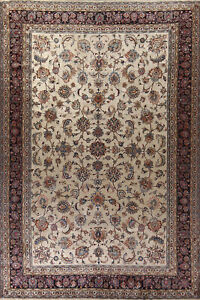 Vintage Vegetable Dye Floral Kashmar Palace Size Rug 11x16 Wool Handmade Carpet