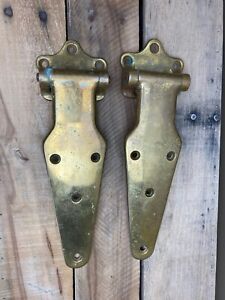2 Industrial Vintage Brass Offset Ice Box Refrigerator Northey Hinges 10 1 2 