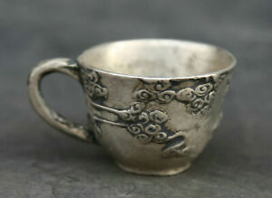 2 6 Collect Chinese Miao Silver Propitious Cloud Teacup Teabowl Cann Wine Cup